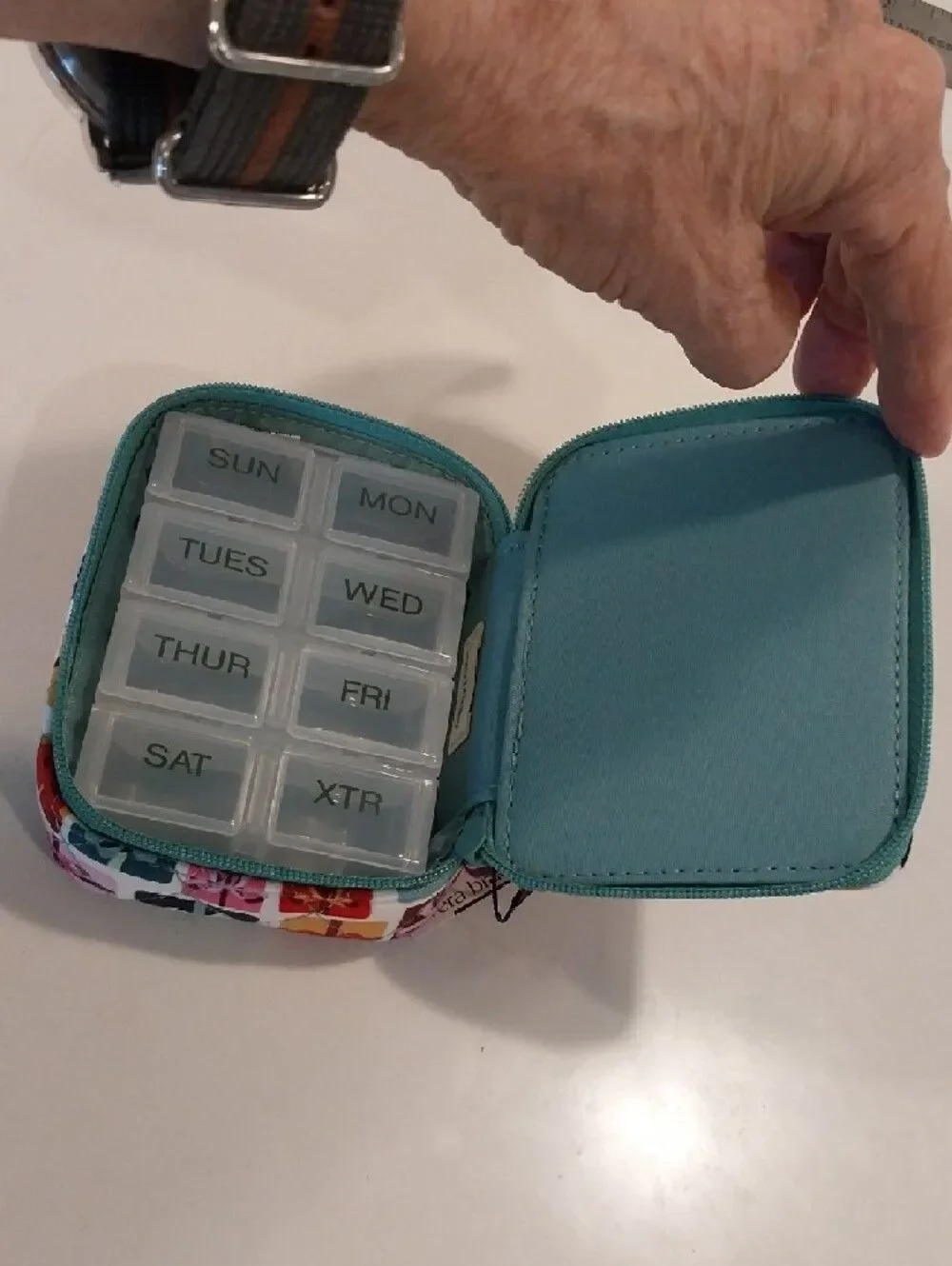 Vera Bradley Multi-Color Quilted Cosmetic Case with Turquoise Zipper